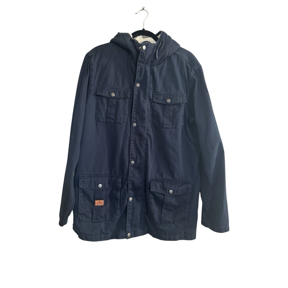 Rusty Sherpa Lined Jacket Mens Large Blue Utility Chore Vintage Surf 90s #6756